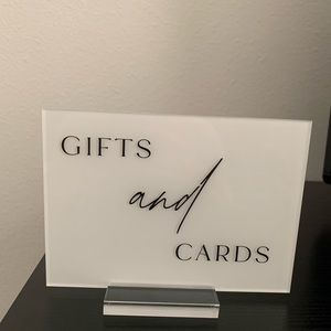 “Gifts and cards” acrylic wedding decor sign
